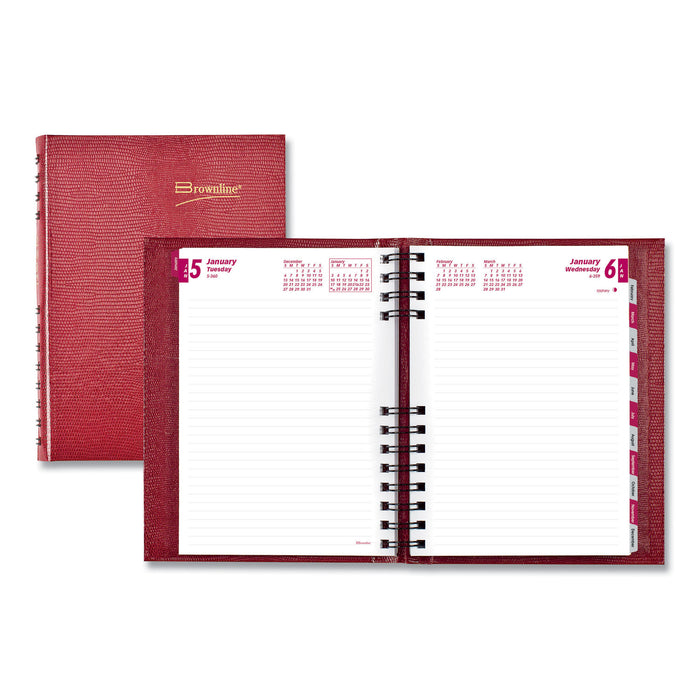 CoilPro Daily Planner, Ruled 1 Day/Page, 8.25 x 5.75, Red, 2021