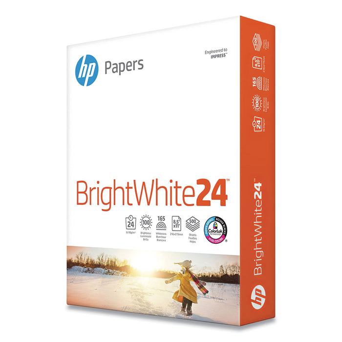Brightwhite24 Paper, 100 Bright, 24lb, 8.5 x 11, Bright White, 500/Ream