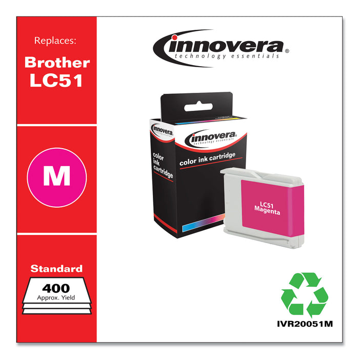 Remanufactured Magenta Ink, Replacement For Brother LC51M, 400 Page Yield