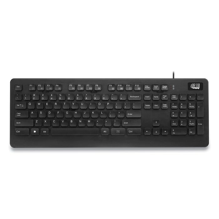 EasyTouch 631UB Antimicrobial Waterproof Keyboard, 104 Keys, Black