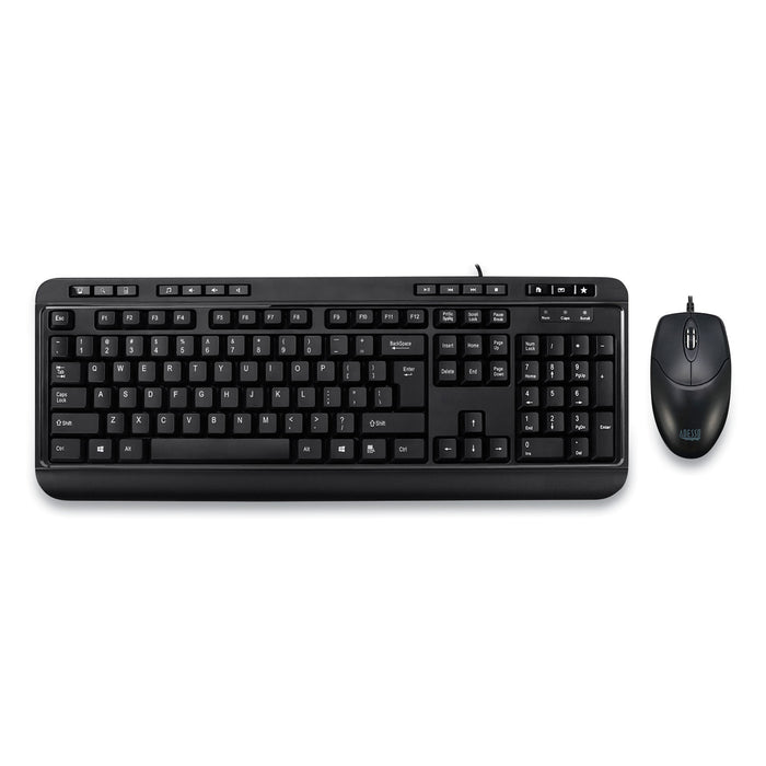 AKB-132CB Antimicrobial Multimedia Desktop Keyboard and Mouse, USB, Black