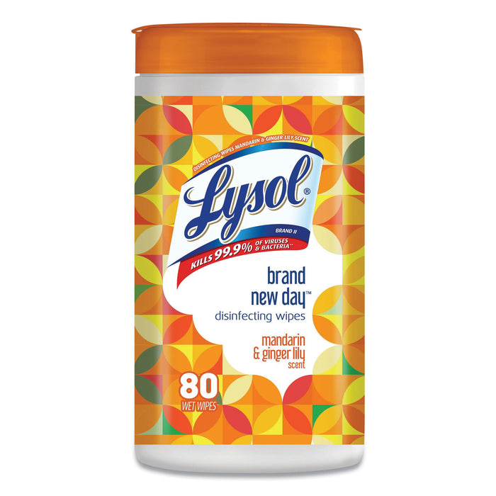 Disinfecting Wipes, 7 x 8, Brand New Day Mandarin and Ginger Lily, 80 Wipes/Canister, 6 Canisters/Carton