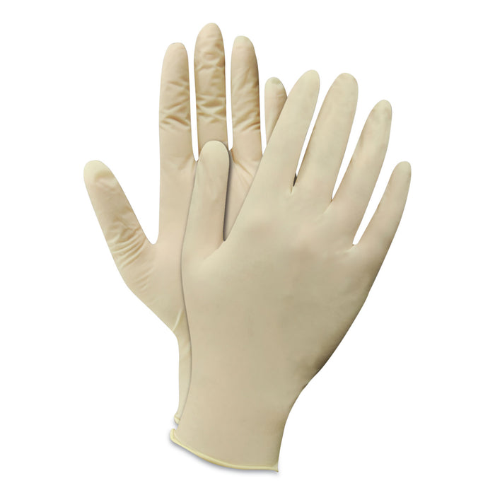 Disposable Powder-Free Latex Gloves, Natural White, Medium, 100/Box