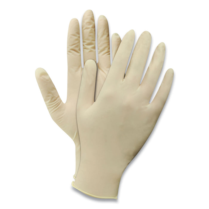 Disposable Powder-Free Latex Gloves, Natural White, Large, 100/Box