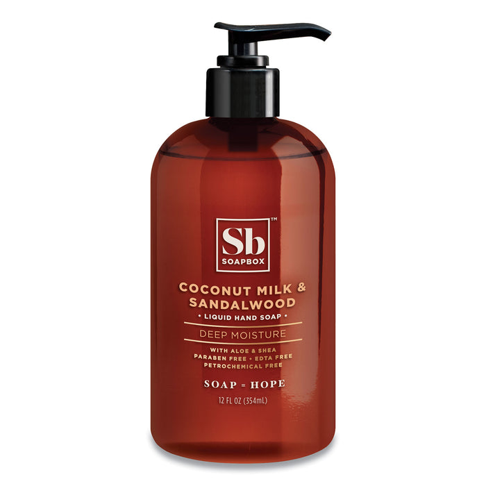 Hand Soap, Coconut Milk and Sandalwood, 12 oz Pump Bottle, 3/Box