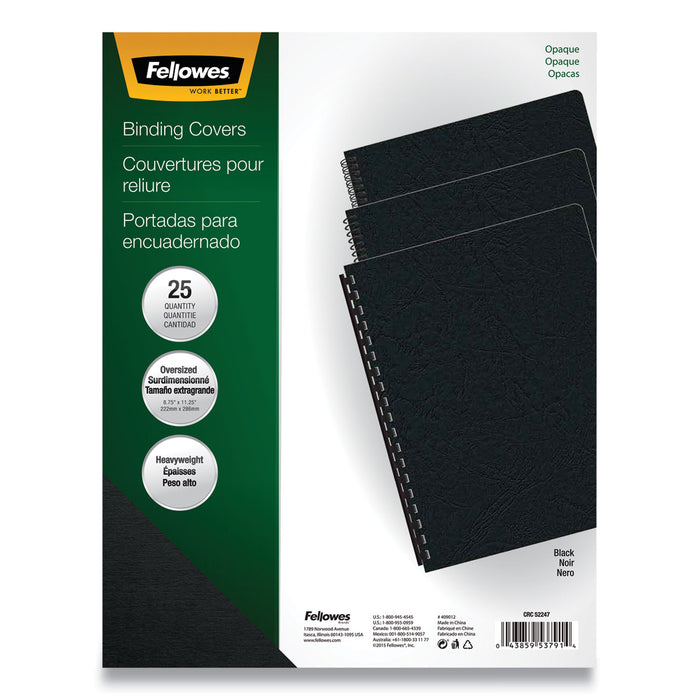 Futura Binding System Covers, Round Corners, 11 1/4 x 8 3/4, Black, 25/Pack