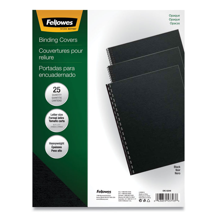 Futura Binding System Covers, Square Corners, 11 x 8 1/2, Black, 25/Pack