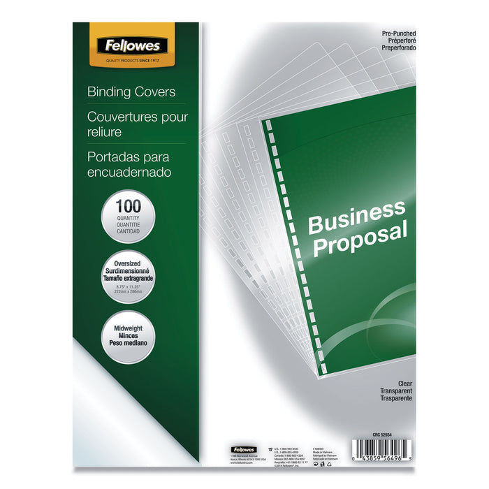 Crystals Presentation Covers w/Round Corner, 11 1/4 x 8 3/4, Clear, 100/Pack