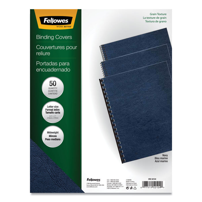 Classic Grain Texture Binding System Covers, 11 x 8-1/2, Navy, 50/Pack