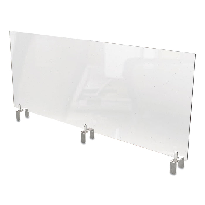 Clear Partition Extender with Attached Clamp, 48 x 3.88 x 24, Thermoplastic Sheeting