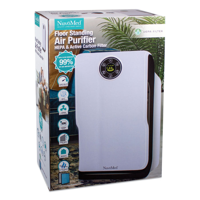 Floor Standing Air Purifier, 100 sq ft Room Capacity, White