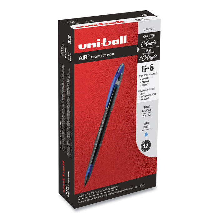 AIR Porous Rollerball Pen, Medium 0.7 mm, Blue Ink, Black Barrel, Dozen