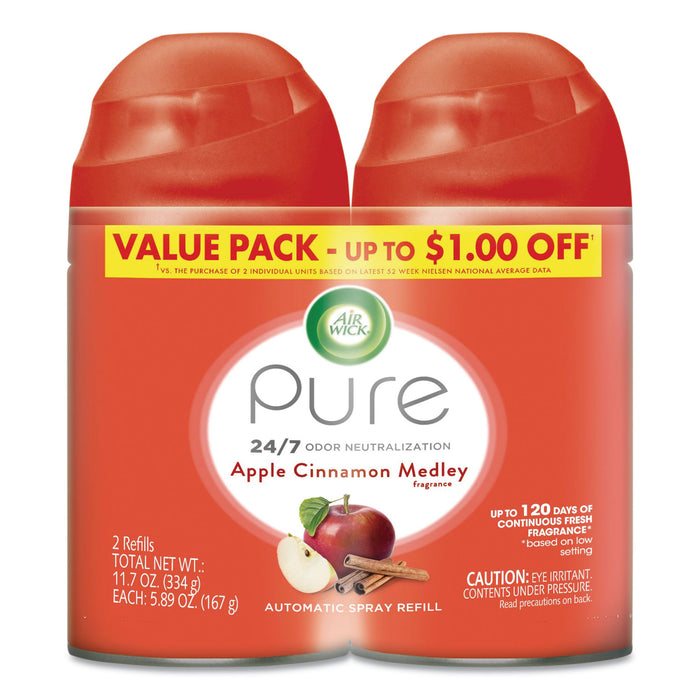 Freshmatic Ultra Spray Refill, Apple Cinnamon Medley, Aerosol, 5.89 oz, 2/Pack, 3 Packs/Carton