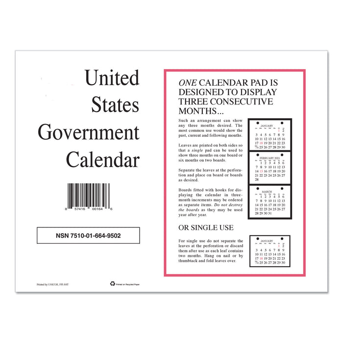 7510016649502 Monthly Wall Calendar, 9 x 11, 2021, 10/Pack