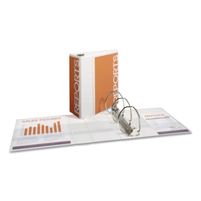 Durable View Binder with DuraHinge and EZD Rings, 3 Rings, 5" Capacity, 11 x 8.5, White, (9901)