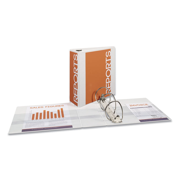 Durable View Binder with DuraHinge and EZD Rings, 3 Rings, 4" Capacity, 11 x 8.5, White, (9801)