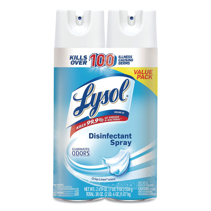 Disinfectant Spray, Crisp Linen, 19 oz Aerosol, 2/Pack, 4 Packs/Carton