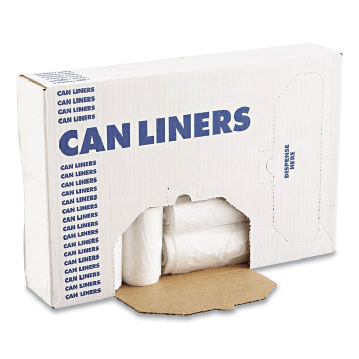 High Density Industrial Can Liners Coreless Rolls, 33 gal, 16 microns, 33 x 40, Natural, 10 Rolls of 25 Bags