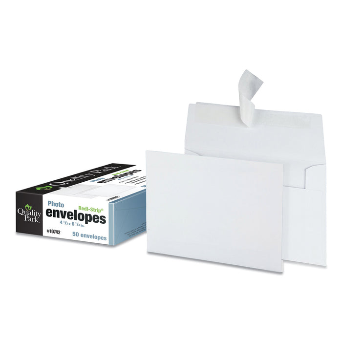 Greeting Card/Invitation Envelope, A-4, Square Flap, Redi-Strip Closure, 4.5 x 6.25, White, 50/Box