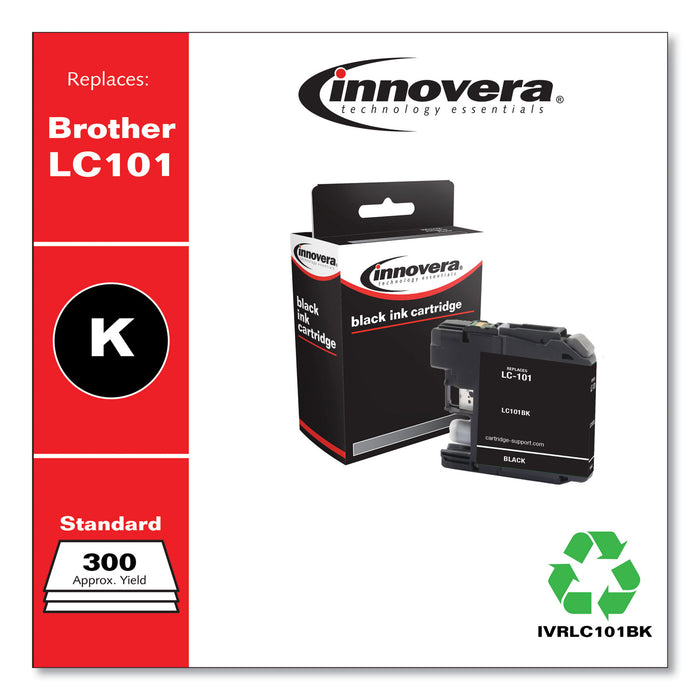 Compatible Black Ink, Replacement for Brother LC101BK, 300 Page-Yield