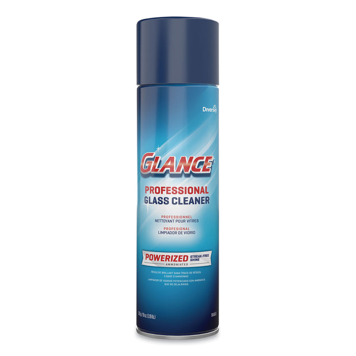 Glance Powerized Glass and Surface Cleaner, Ammonia Scent, 19 oz Aerosol, 12/Carton