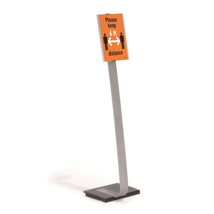 Info Sign Duo Floor Stand, Letter-Size Inserts, 15 x 46 1/2, Clear