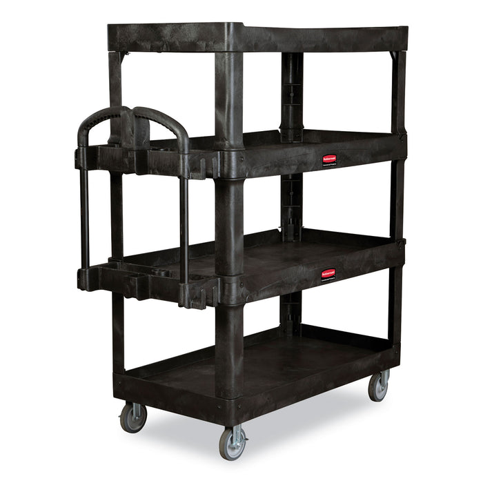 4-Shelf Heavy-Duty Ergo Utility Cart, 700 lb Capacity, 24.35 x 54.1 x 62.4, Black