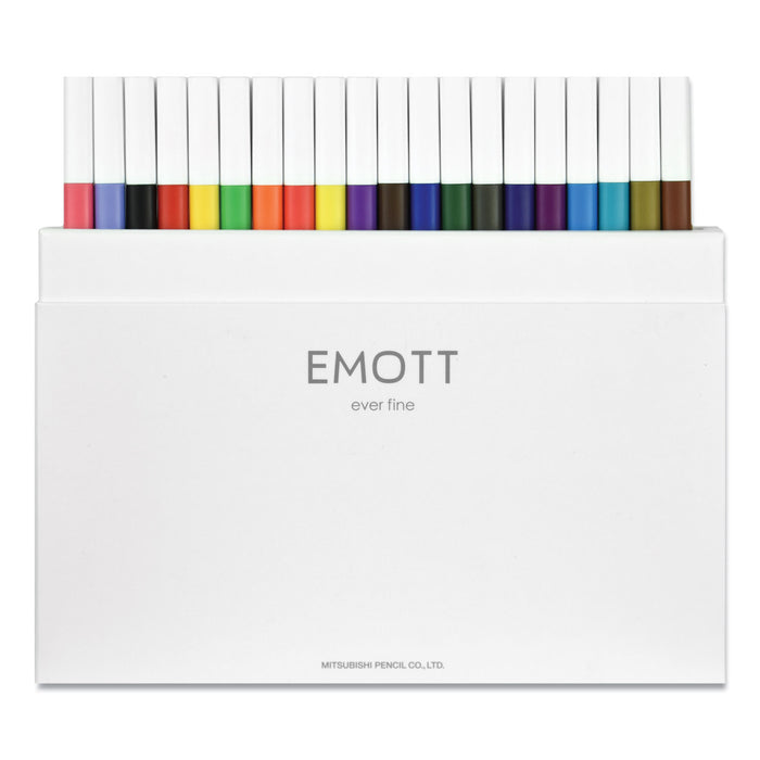 EMOTT ever fine Porous Point Pens, Fine 0.4 mm, Assorted Ink, White Barrel, 40/Pack