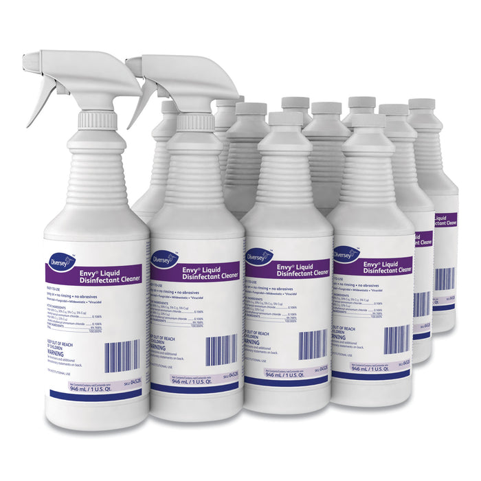 Envy Liquid Disinfectant Cleaner, Lavender, 32 oz Spray Bottle, 12/Carton