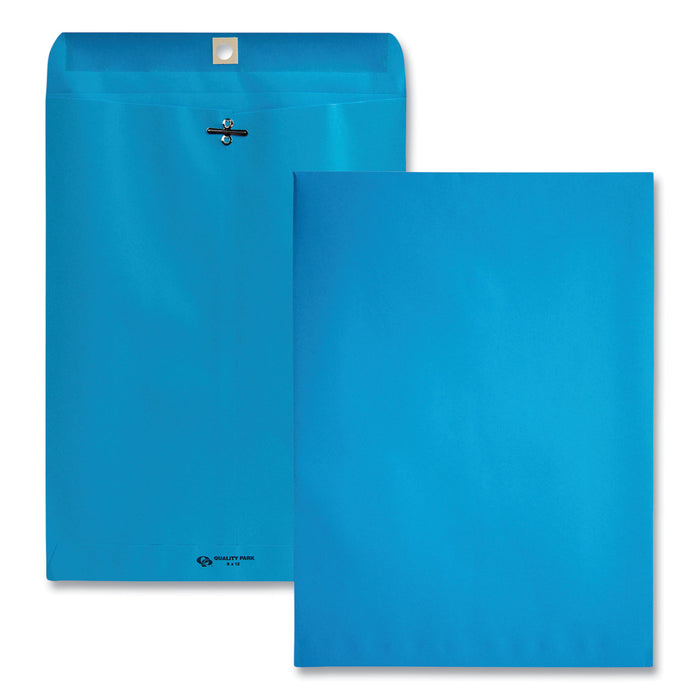 Clasp Envelope, #90, Cheese Blade Flap, Clasp/Gummed Closure, 9 x 12, Blue, 10/Pack