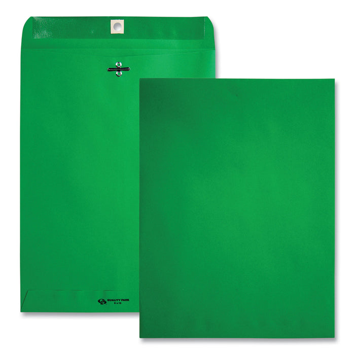 Clasp Envelope, #90, Cheese Blade Flap, Clasp/Gummed Closure, 9 x 12, Green, 10/Pack