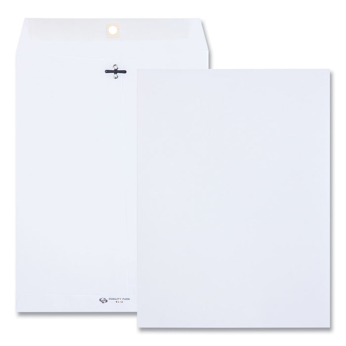 Clasp Envelope, #90, Cheese Blade Flap, Clasp/Gummed Closure, 9 x 12, White, 100/Box