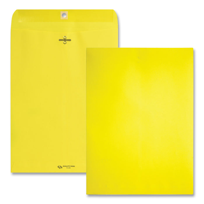 Clasp Envelope, #90, Cheese Blade Flap, Clasp/Gummed Closure, 9 x 12, Yellow, 10/Pack
