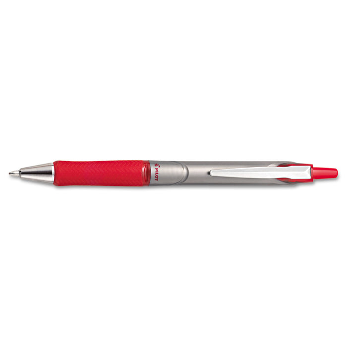 Acroball Pro Retractable Ballpoint Pen, 1 mm, Red Ink, Silver Barrel, Dozen