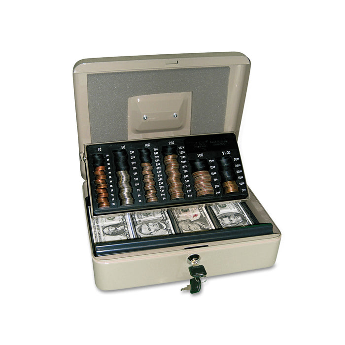 3-in-1 Cash-Change-Storage Steel Security Box w/Key Lock, Pebble Beige