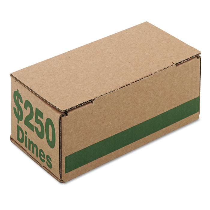 Corrugated Cardboard Coin Storage w/Denomination Printed On Side, Green