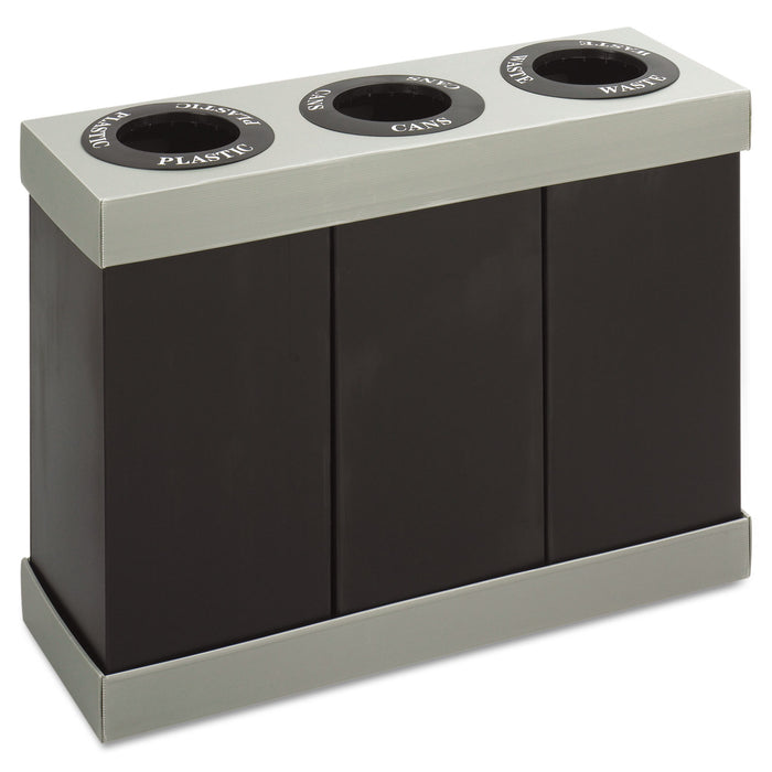 At-Your-Disposal Recycling Center, Polyethylene, Three 84 gal Bins, Black
