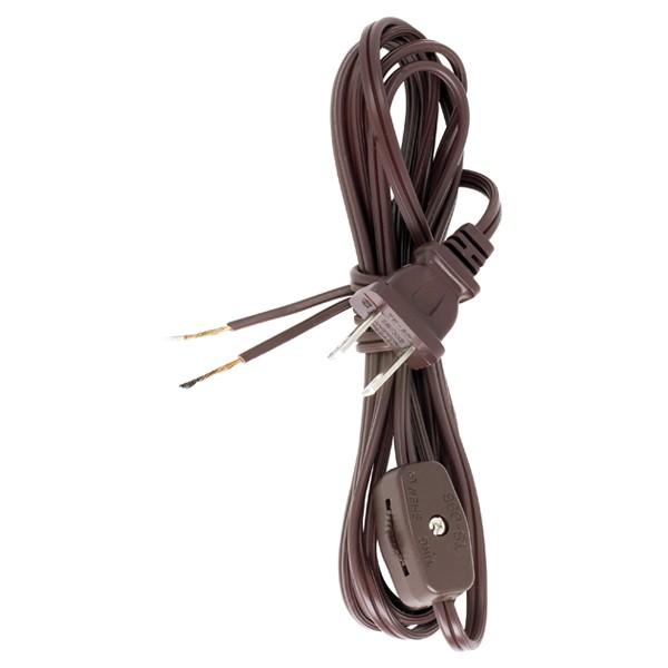 8' BROWN CORD SET W SWITCH SPT