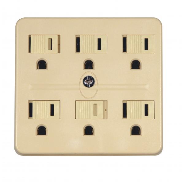IVORY 6 OUTLETS GRD ADAPTER