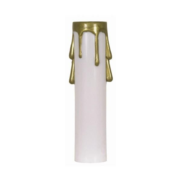 3" WHTE/GOLD DRIP CAND. CANDLE