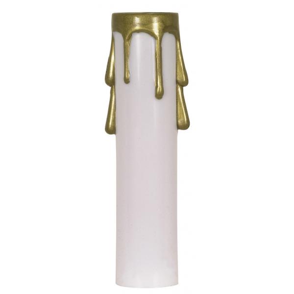 4" WHTE/GOLD DRIP CAND. CANDLE