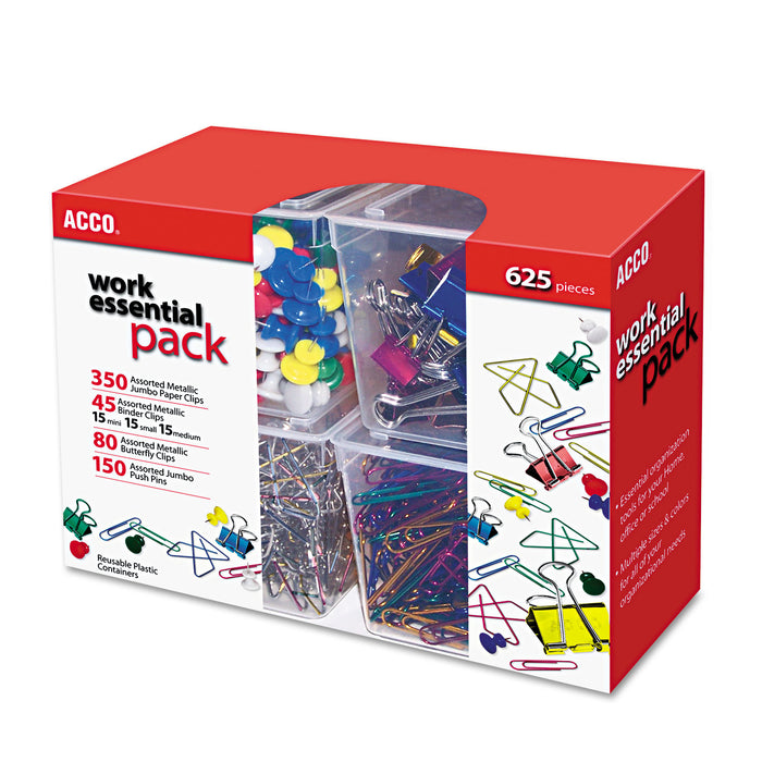 350 Paper Clips, 150 Push Pins, 80 Butterfly Clips and 45 Binder Clips, Assorted