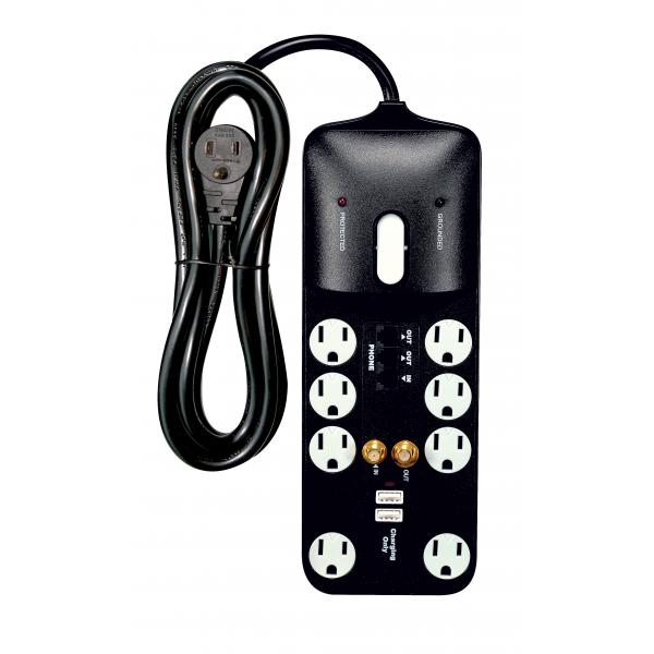BLACK 8 OUTLET SURGE PROTECTOR