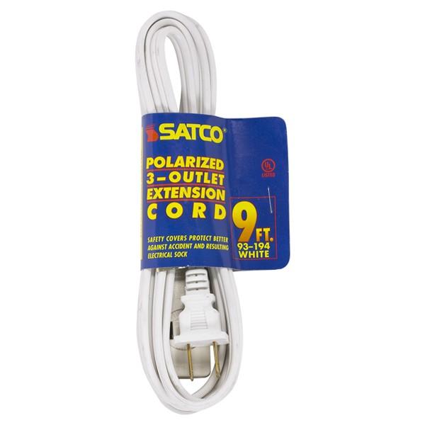 9' WHT. EXTENSION CORD 16/2