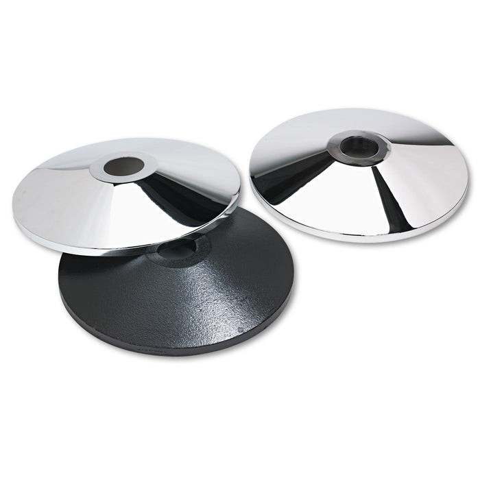 Adjusta-Tape Crowd Control Stanchion Base Only, Chrome, 14" Diameter, Silver, 2/Box