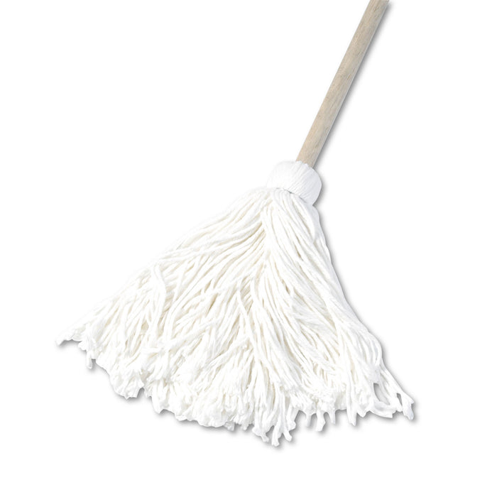 Deck Mop, 48" Wooden Handle, 16oz Rayon Fiber Head, 6/Pack