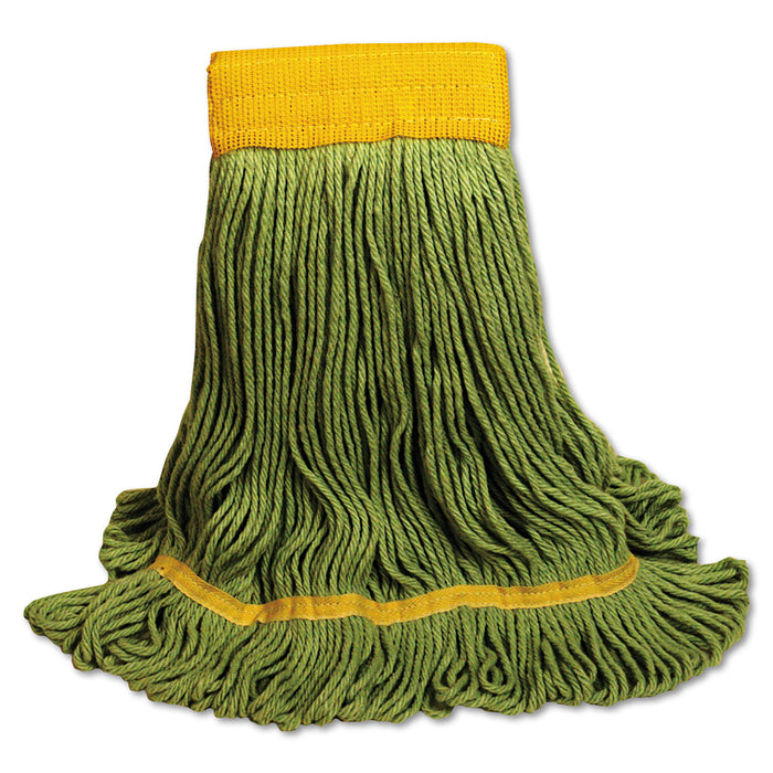 EcoMop Looped-End Mop Head, Recycled Fibers, Extra Large Size, Green, 12/CT