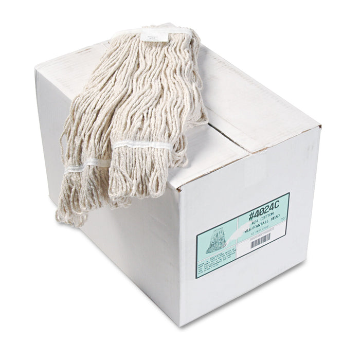 Pro Loop Web/Tailband Wet Mop Head, Cotton, 12/Carton