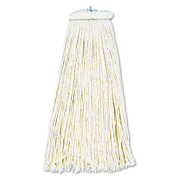 Cut-End Lie-Flat Wet Mop Head, Cotton, 16oz, White, 12/Carton