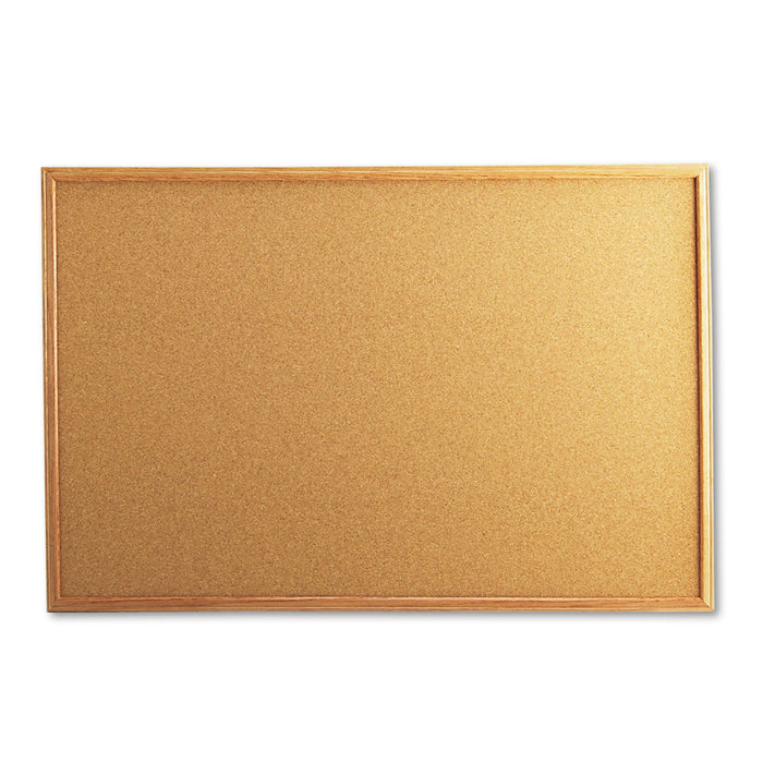 Cork Board with Oak Style Frame, 36 x 24, Natural, Oak-Finished Frame